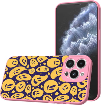 Smartphonica Telefoonhoesje Geschikt voor iPhone 11 Pro met Smiley en Emoji opdruk - TPU Back Cover Case Smiley and Emoji Design - Roze geschikt voor iPhone 11 Pro