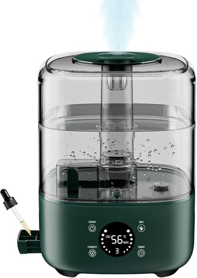 Slimme Luchtbevochtiger - Ultrasone Verdamper - Rustige Slaap - Stil 28 dB - 5 L Tank - Groen