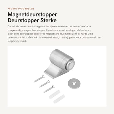 Dailygoods- Deurstopper RVS - Deurbuffer - Deurstoppers voor binnen - Deurstoppers voor buiten - Deurvastzetter - Antislip voet met sterke magnetische zuignap - Deurmagneet