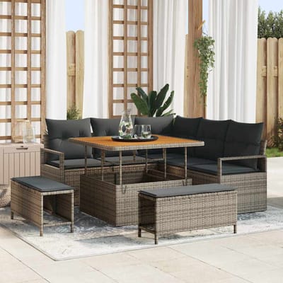 vidaXL - Tuinbank - Set - 8 - st - 7-Aantal - zitplaatsen - Grijs