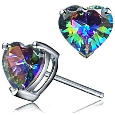 Boucles d'oreilles à tige en zircone cubique en forme de cœur délicat Huitan, plusieurs couleurs disponibles, simples et élégantes, pour femmes, bijoux tendance blue