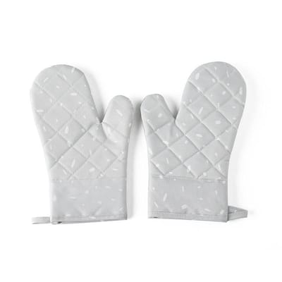 2 stuks Magnetronhandschoen Huishoudelijk Antislip Katoen BBQ Ovenwanten Bakhandschoenen Hittebestendig Keukenpothouders Siliconen Ovenwanten white