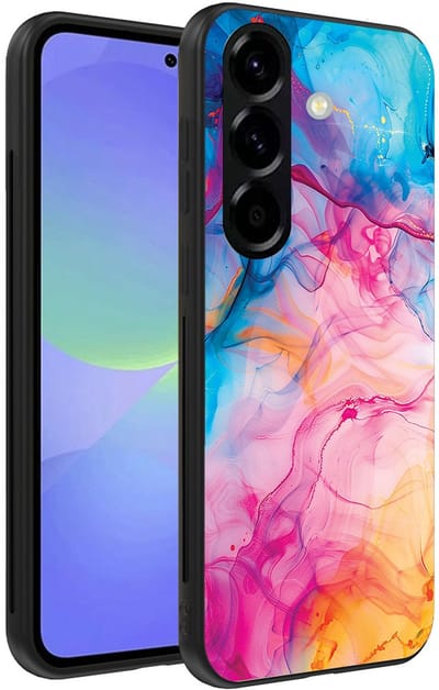 Smartphonica Telefoonhoesje Geschikt voor Samsung Galaxy A36 met Regenboog Acryl Marmer Opdruk - TPU Backcover Case Rainbow Acrylic Marble Design geschikt voor Samsung Galaxy A36