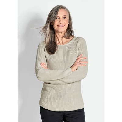 Flatteuze pullover van puur katoen - steengrijs - Gr. 42 van Goldner Fashion