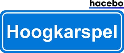 Hacebo - Plaatsnaam Sticker - 29x10 CM - Hoogkarspel sticker - Verkeersborden sticker - grappige cadeaus - Hoogkarspel