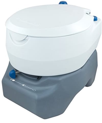 Campingtoilet Chemisch Toilet - Mobiel Toilet Tuintoilet - Kamperen Buitenactiviteiten - Antimicrobiële WC-Bril - 20L Afvalwatertank - Wit Grijs