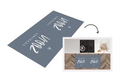 Keukenloper - Loper keuken - Cadeautje - Zoon - Hart - Blauw- Lievelingszoon - Liefde - Quotes - Spreuken - 120x60 cm - Keukenloper vinyl