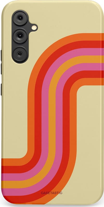 Casetastic hoesje geschikt voor Samsung Galaxy A34 (2023) 5G - Dubbellaagse bescherming - Retro bocht - Fashion Case - Zand Rood Oranje Roze