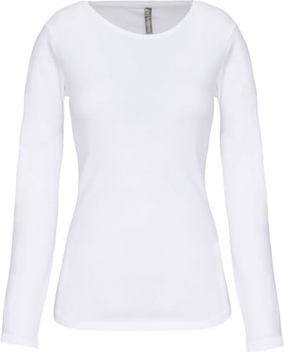 Kariban Dames-t-shirt ronde hals lange mouwen K3017 - White - XXL