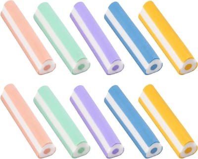 Thijox - 10 Kleurrijke Gummen voor Kinderen, Ergonomisch Driehoekdesign, School en Kantoor, Perfect als Cadeautje voor Kinderverjaardag, 5 Kleuren