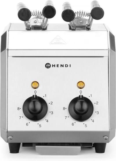 HENDI Tosti-apparaat – geïsoleerde handgrepen – timer met alarm – uitneembare kruimellade – roestvast staal