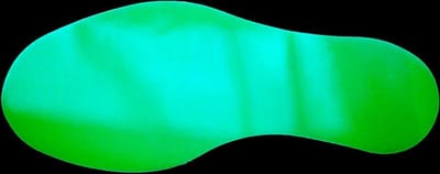 Voetstap - Glow in the dark Links - Glow-in-the-dark (fotoluminescent) 100 x 300 mm Vlak