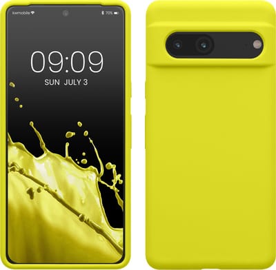 kwmobile telefoonhoesje geschikt voor Google Pixel 7 - Hoesje met siliconen coating - Smartphone case in citroengeel
