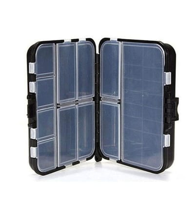 Dailygoods- Vistuigcontainer Waterbestendig - Dubbellaagse Visaccessoiresdoos - 16 Compartimenten - Opbergdoos voor Haken/Kunstaas - Hoogwaardig Hard Plastic - Compacte Afmetingen 12x10,5x3,5 cm - Visdoos