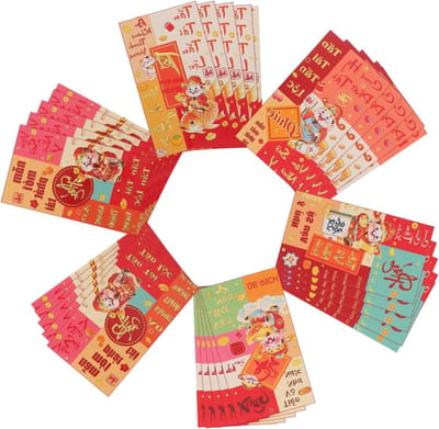 Nieuwjaarsenveloppen Rood - Chinese Enveloppen Hongbao - Geld Geven - Feestelijk Ontwerp God Rijkdom - 72 Stuks - Rood