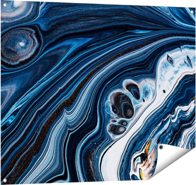 Gards Tuinposter Abstracte Kunst - Blauwe Verf - 100x80 cm - Tuindoek - Tuindecoratie - Wanddecoratie buiten - Tuinschilderij