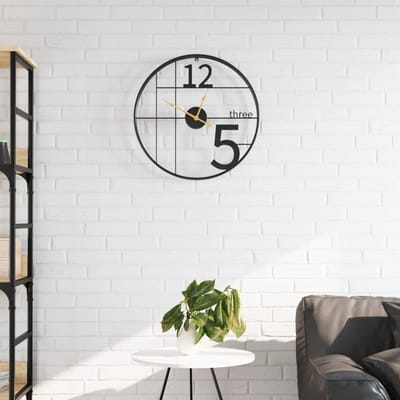 Wandklok IJzer - Stille Klok - Woonkamer Decoratie - Niet Tikkende Beweging - Ø50 cm - Zwart