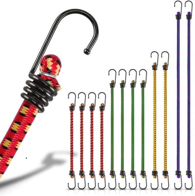 Set van 12 elastische spanbanden met haken voor transport en laadbeveiliging