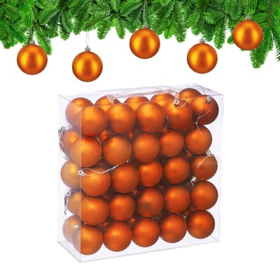 kerstballen set van 50 - Ø 6 cm - mat - kunststof - oranje