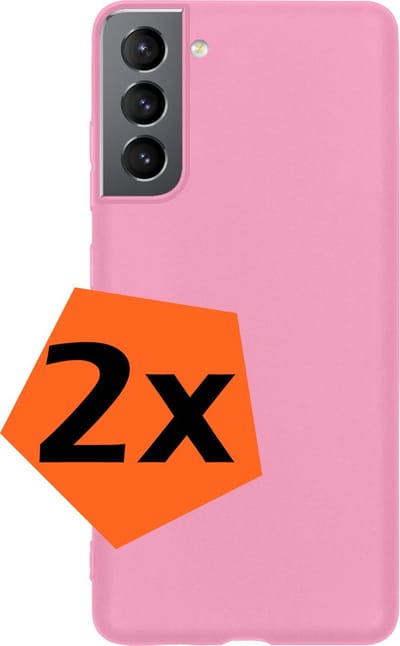 Hoes - 2 Stuks - Geschikt voor Samsung Galaxy S21 FE - Sterk & Shockproof - Case Siliconen - Back Cover - Telefoon Hoes - Lichtroze