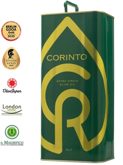 Corinto Griekse Olijfolie 5 Liter Blik – Mild & Zacht – 100% Manaki