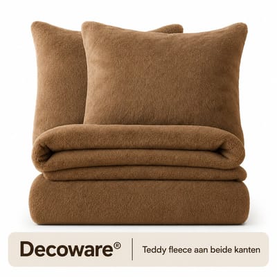 Decoware® Teddy Fleece Dekbedovertrek - Mink - Tweepersoons - 200x220 cm + 2 Kussenslopen 60x70 cm - Dubbelzijdig - Heerlijk Warm
