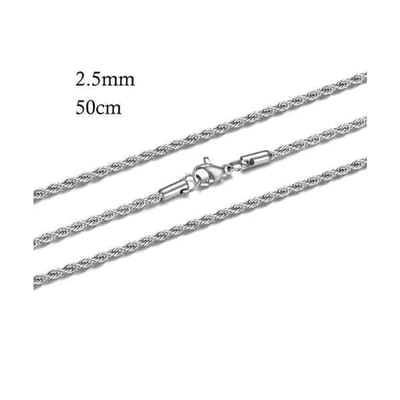 Aramat Jewels | Halskettingen | RVS Koord Ketting Zilverkleur - Gevlochten Schakelketting | 50cm / 2.5mm |50cm | | Staal | Volwassenen | Verkleurd niet