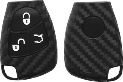 kwmobile autosleutel hoesje geschikt voor Mercedes Benz 2-3-knops autosleutel - Autosleutel behuizing in zwart - Carbon design