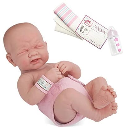 Realistische babypop met fles en deken - 35,56 cm