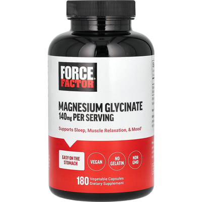 Force Factor, Magnesium Glycinaat, 140mg, 180 Plantaardige Capsules