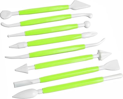 Modelleergereedschap Fondant 8 delig - Uitsteekvormen - Spatels voor Taartdecoratie - Taarten - Cakes - Cupcakes - Bakaccessoires - Taartaccessoireset