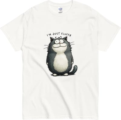 Dames en Heren Tshirt Kat Fluffy - Cadeau voor Katten en Poezen Fans - Funny Animal - Wit - S