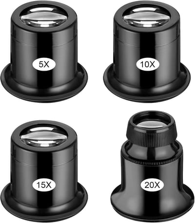 Handheld Vergrootglas Set van 4 Stuks met 5X/10X/15X/20X Vergroting voor Juweliers en Hobbyisten