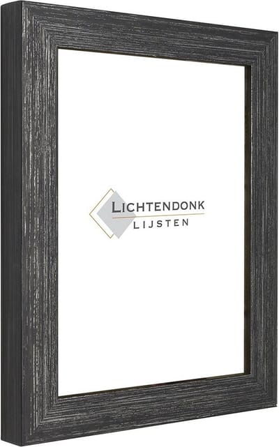 Fotolijst Zwart Zilver - Ribbelstructuur - Fotomaat 10x15 - Ontspiegeld Glas - Art.nr. 55-61