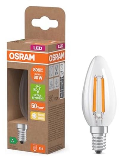 Klassieke mini-kaars 3,8 W/806 lm warm wit licht E14-fitting