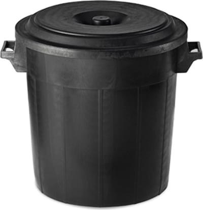 Buitenprullenbak - 50 liter - Afvalbak buiten - Afvalton met deksel - Vuilnisbak - Afvalemmer - Zwart