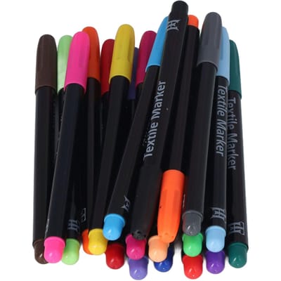 20 Stuks Stoffen Markers Vloeiender Schrijven Schilderen Heldere Kleur Markeerpen Set voor Volwassenen Studenten DIY black