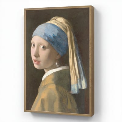 Wandlamp 60x90 cm - Oplaadbaar - Meisje met de parel - Schilderij - Oude meesters - Vermeer - Wandlampen binnen woonkamer - Slaapkamer lamp - Decoratieve nachtlamp - Vloerlamp draadloos