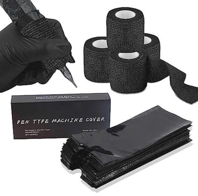 Tattoo Griptape en Pennenzakjes Accessoireset - 4 Rollen en 200 Stuks