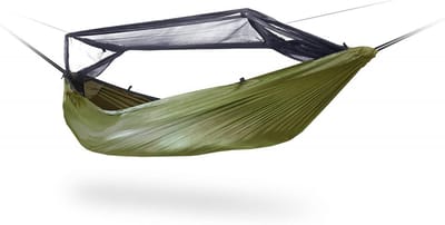 Outdoor Hangmat - Kampeerhangmat Relaxmat - Buiten Ontspannen - Gemaakt van gerecyclede flessen - 270 x 140 cm - Olijfgroen
