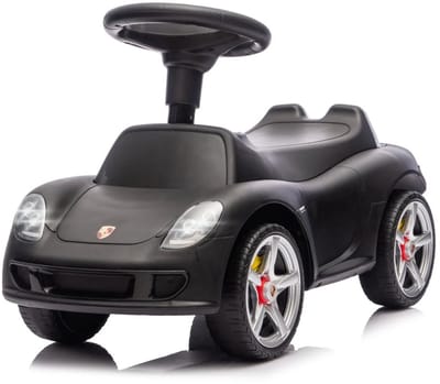 Porsche Carrera GT Loopauto 1 tot 3 jaar – Officieel Gelicentieerde Luxe Loopwagen met Verstelbare Duwstang – Babyauto met LED-Koplampen & Claxon – Zwart