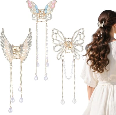 Elegant Haaraccessoires: 3 Stuks Metalen Vlinder Haarspelden met Kwastjes voor Dames en Meisjes, Perfect voor Dagelijks Gebruik en Cadeaus