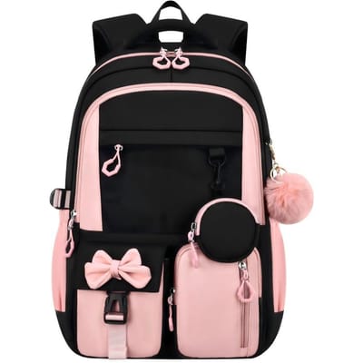 Schattige Schooltassen voor Meisjes Roze Strik Kinder Boekentas Kinderen Tieners Meisjes Schoolrugzak voor Basisschool Middelbare School Hoge School Student