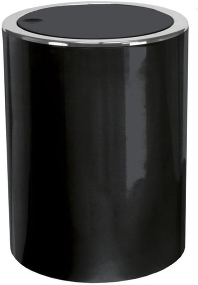Cosmetica emmer - Afvalbakje met deksel - Kantoor en badkamer - Praktisch klapdeksel - 5 liter inhoud - Zwart