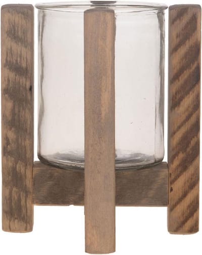 Kandelaars - candle holder | natural | hout | 17x21 cm - - 17x21x