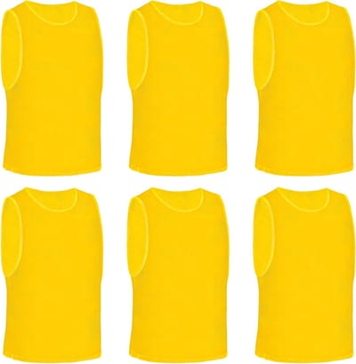 6-delige Trainingsvesten voor Volwassenen, Ademend Mesh, Snel Droog, Multisport, Geel, Maat M