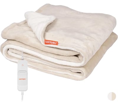 Elektrische warmtedeken fleece - 160×120 cm - 3 warmtestanden - Warmyou Cuddels - Beige/crème