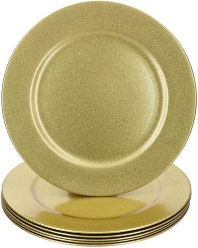 Set van 6 gouden GLITZER plastic presenteerblaadjes - 22283318