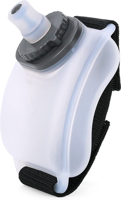 Waterfles sport armband - Drinkfles volwassenen - Festival - Hardlopen - Siliconen - 200ml - Transparant grijs