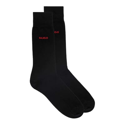 Hugo Unisex Adult Logo Crew Sokken (Set van 2) (Zwart)